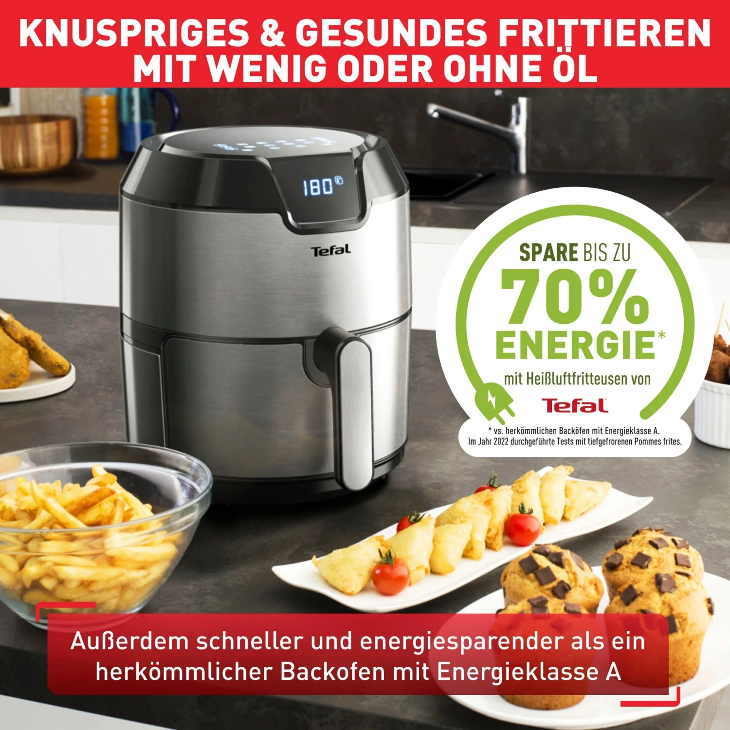 Tefal Airfryer 4,2 Liter Inhoud, 6 Automatische Programma’s, Digitaal Display, Timer, Zonder Vet/olie - Image 2