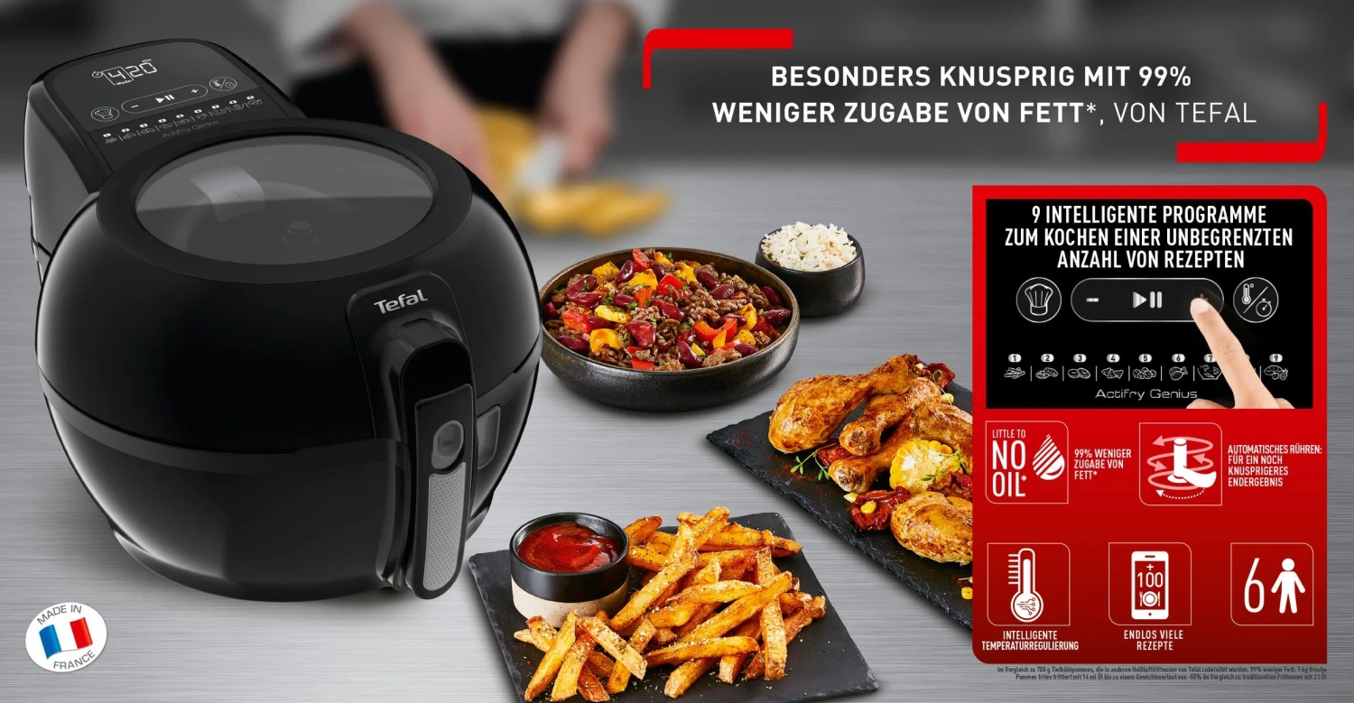 Tefal Airfryer FZ7738 ActiFry Genius + Inhoud 1,2 Kg, Timer, 9 Automatische Menu's, Roerarm-systeem, Zwart - Image 19