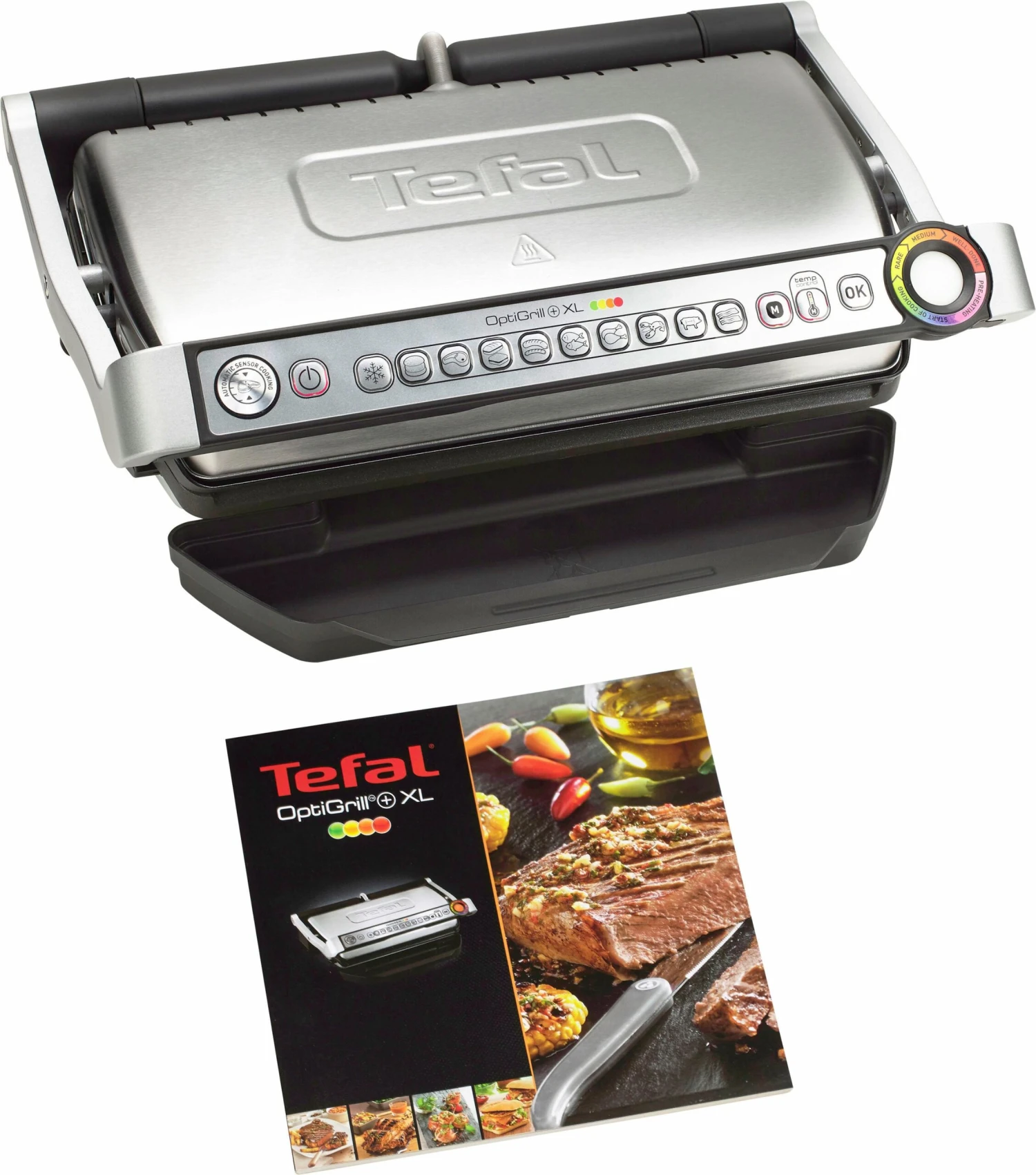 Tefal Contactgrill GC722D OptiGrill+ XL XL-grilloppervlak, Extra Temperatuurstanden, Automatische Aanduiding Van De Gaartoestand