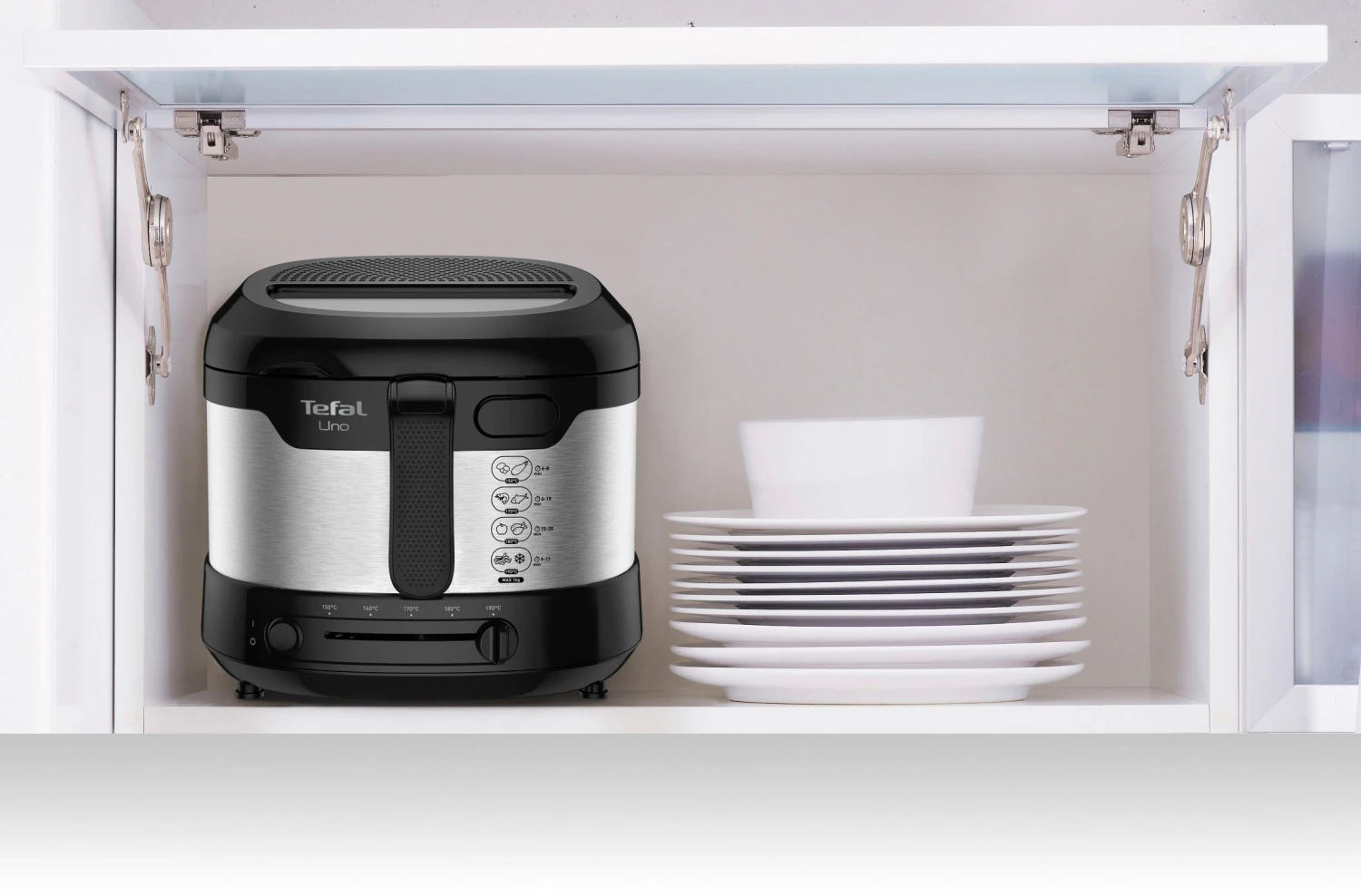 Tefal Friteuse UNO M Roestvrij Staal FF215 Capaciteit: 1 Kg, Instelbare Thermostaat, Kijkvenster, Afdruipstand, Edelstaal/zwart - Image 6