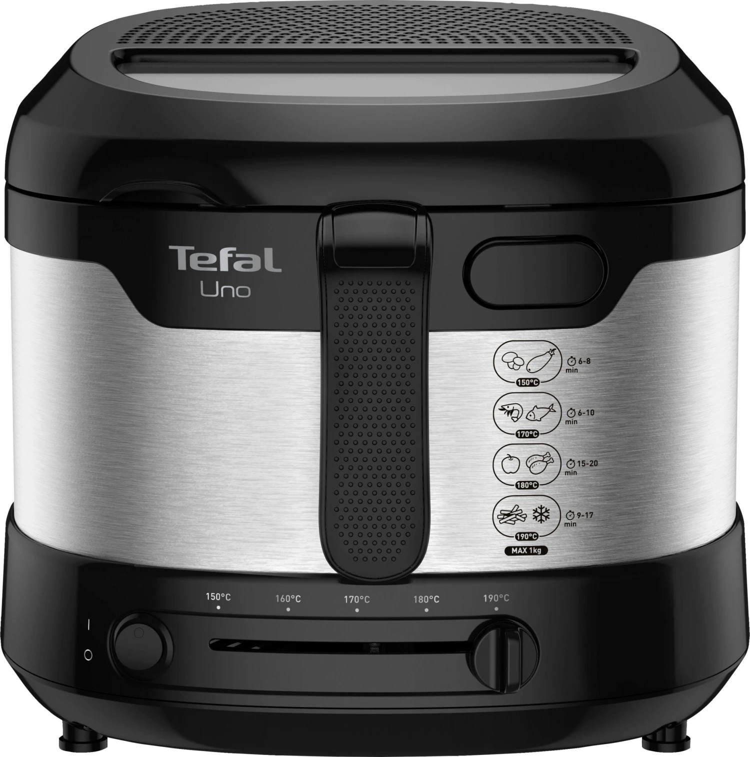 Tefal Friteuse UNO M Roestvrij Staal FF215 Capaciteit: 1 Kg, Instelbare Thermostaat, Kijkvenster, Afdruipstand, Edelstaal/zwart - Image 2
