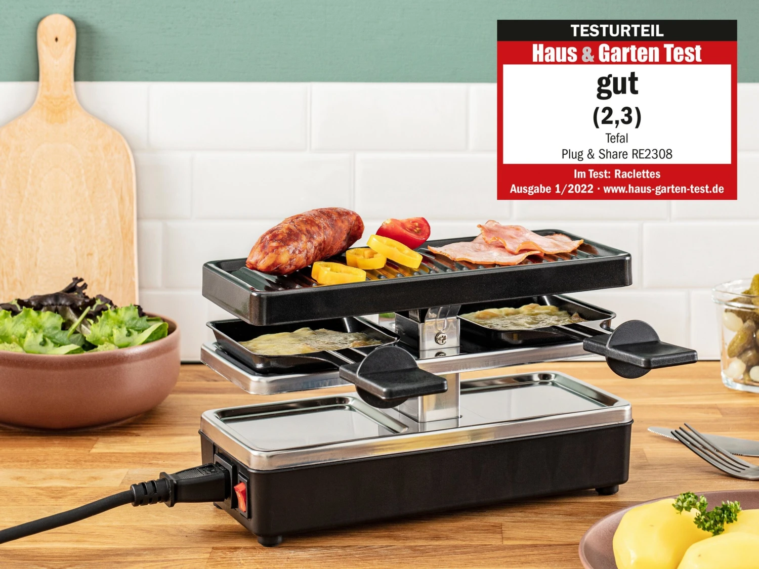 Tefal Raclette RE2308 Plug & Share 2 Pannetje + Grillplaat, Aan-uitschakelaar, Antiaanbaklaag, Uit Te Breiden Tot 5 Apparaten, Afneembare Kabel, Gemakkelijk Te Reinigen, Compact - Image 10
