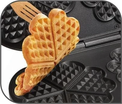 Tefal Wafelijzer WM311D Voor 2 Hartvormige Wafels Tegelijk, Traploze Temperatuurregelaar Voor Bruining Naar Wens, Bakplaten Met Antiaanbaklaag, Beslagopvang - Image 6